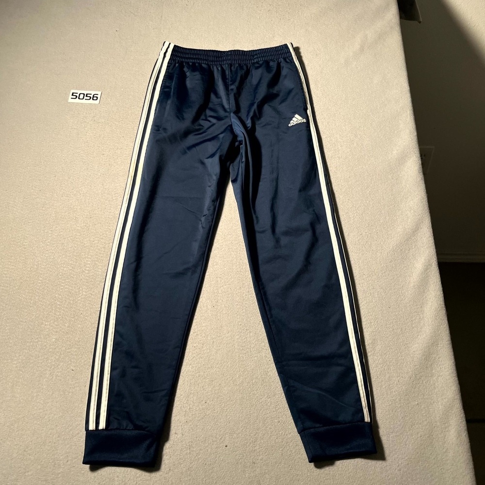 Adidas Track Pants Womens XL‎ Navy Blue Elastic Waist Flat Front Tapered Leg